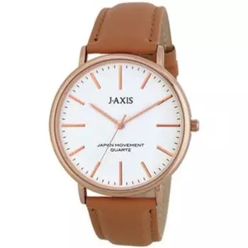 J-AXIS Мужская BG1127-CA (Пламя Солнца) Круглые часы коричневые аналоговые