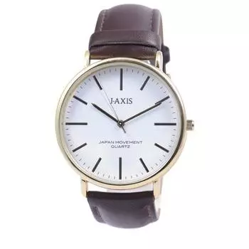 J-AXIS Мужская BG1127-DBR (Пламя Солнца) Круглые часы коричневые аналоговые