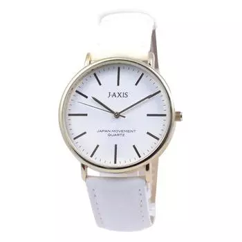 J-AXIS Мужская BG1127-W (Пламя Солнца) Круглые часы белые аналоговые