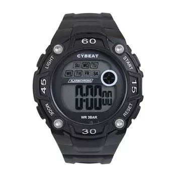 J-AXIS Мужская CY15-BK (Цифровые часы CYBEAT Sun Flame) Круглые часы черные цифровые