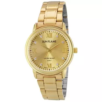 J-AXIS Мужская MJG-D82-G (SF MIJ Сделано в Японии кварцевые мужские часы Sun Flame) Круглые часы из золотого сплава, аналоговые