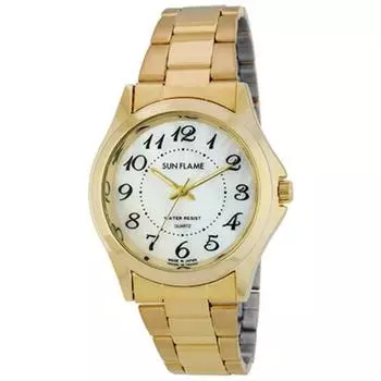 J-AXIS Мужская MJG-D83-G (SF MIJ Сделано в Японии кварцевые мужские часы Sun Flame) Круглые часы из золотого сплава, аналоговые