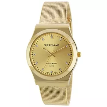 J-AXIS Мужская MJG-D84-G (SF MIJ Сделано в Японии кварцевые мужские часы Sun Flame) Круглые часы из золотого сплава, аналоговые