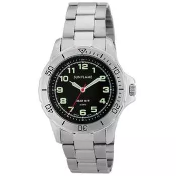 J-AXIS Мужская MJG-D86-SBK (SF MIJ Сделано в Японии кварцевые мужские часы Sun Flame) Круглые часы из черного сплава