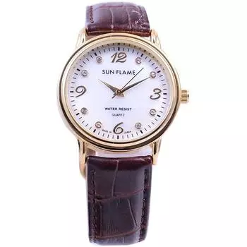 J-AXIS Мужская MJG-D91-BR (SF MIJ Сделано в Японии кварцевые мужские часы Sun Flame) Круглые часы из коричневого сплава