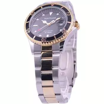 J-AXIS Мужская MJG-N37-TBK (Пламя Солнца) Круглые часы из золота и латуни, аналоговые