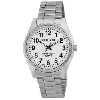 J-AXIS Мужская MJG-X01-S (SUNFLAME кварцевые мужские часы Sun Flame) Круглые часы из серебряного сплава, аналоговые