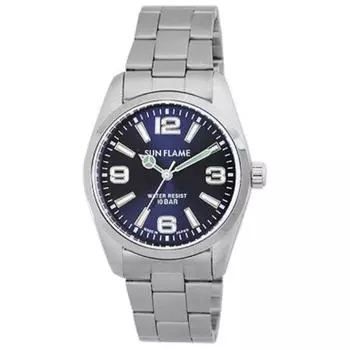 J-AXIS Мужская MJG-X03-BL (SUNFLAME кварцевые мужские часы Sun Flame) Круглые часы из серебряного сплава, аналоговые