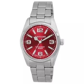 J-AXIS Мужская MJG-X03-RE (SUNFLAME кварцевые мужские часы Sun Flame) Круглые часы из серебряного сплава, аналоговые