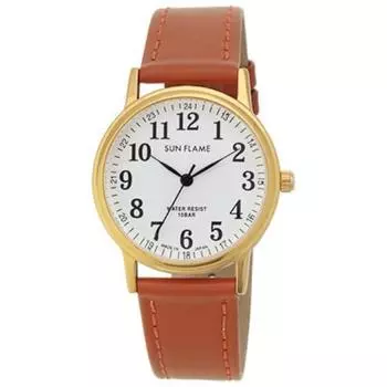J-AXIS Мужская MJG-X06-BR (SUNFLAME кварцевые мужские часы Sun Flame) Круглые часы из коричневого сплава, аналоговые