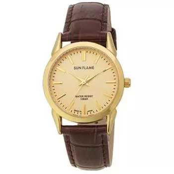 J-AXIS Мужская MJG-X07-BR (SUNFLAME кварцевые мужские часы Sun Flame) Круглые часы из коричневого сплава, аналоговые