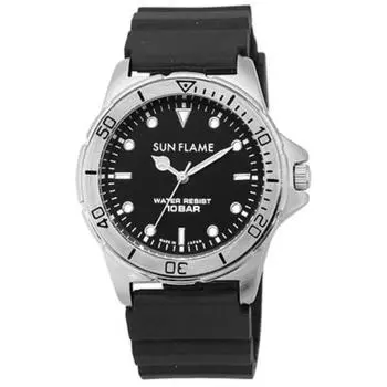 J-AXIS Мужская MJG-X11-BK (SUNFLAME кварцевые мужские часы Sun Flame) Круглые часы, черный сплав, аналоговые