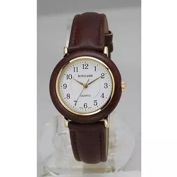 J-AXIS Мужская MJG-X19-WA (Деревянная рамка Sun Flame) Круглые часы коричневые аналоговые