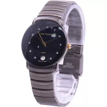 J-AXIS Мужская MJG-Y73-BK (Сделано в Японии Sun Flame) Круглые часы серые аналоговые