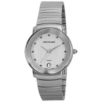 J-AXIS Мужская MJG-Y73-S (Часы наручные серебряные мужские Sun Flame) Круглые часы серебряные аналоговые