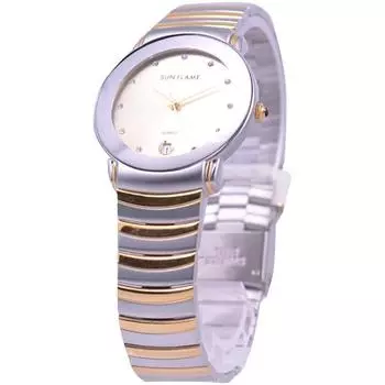 J-AXIS Мужская MJG-Y73-T (Сделано в Японии Sun Flame) Круглые часы золотые аналоговые