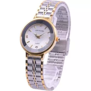 J-AXIS Мужская MJG-Y74-T (Сделано в Японии Sun Flame) Круглые часы серебряные аналоговые