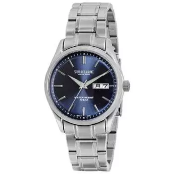 J-AXIS Мужская MJZ002-BL (SUNFLAME Day-Date Мужские солнцезащитные очки Sun Flame) Круглые часы серебряные аналоговые