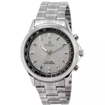 J-AXIS Мужская MR68-SV (Аналоговое Радио Sun Flame) Круглые часы серебряные аналоговые