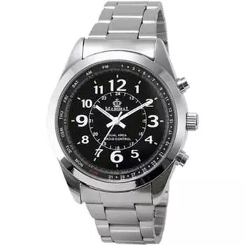 J-AXIS Мужская MR69-BK (Аналоговое Радио Sun Flame) Круглые часы серебряные аналоговые