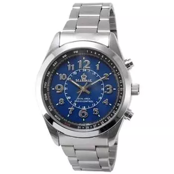 J-AXIS Мужская MR69-BL (Аналоговое Радио Sun Flame) Круглые часы серебряные аналоговые