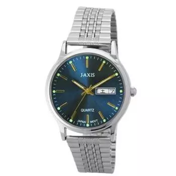 J-AXIS Мужская NAG43-SBL ( Повседневные часы Sun Flame) Круглые часы серебряные аналоговые