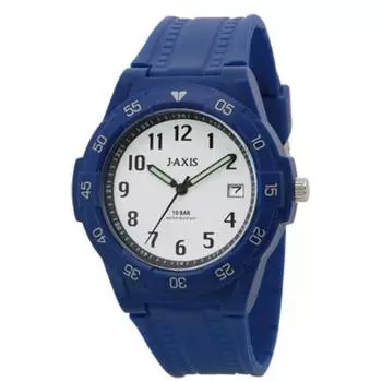 J-AXIS Мужская NAG49-BLW (Пламя Солнца) Круглые часы синие аналоговые