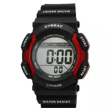 J-AXIS Мужская SCY06-RE (CYBEAT Digital Красное Солнце Пламя) Круглые часы черные цифровые
