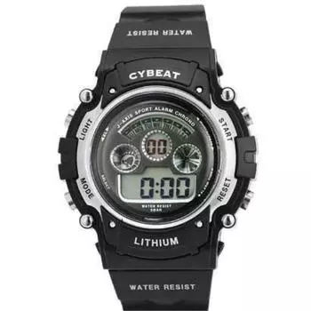 J-AXIS Мужская SCY07-BK (CYBEAT Digital Черное Солнце Пламя) Круглые часы черные цифровые