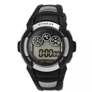 J-AXIS Мужская SCY08-BK (CYBEAT Digital Черное Солнце Пламя) Круглые часы черные цифровые