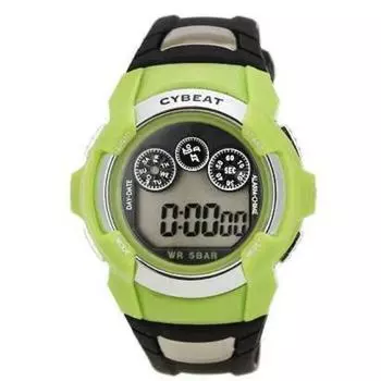 J-AXIS Мужская SCY08-GR (CYBEAT Digital Green Sun Flame) Круглые часы зеленые цифровые