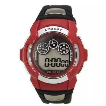 J-AXIS Мужская SCY08-RE (CYBEAT Digital Красное Солнце Пламя) Круглые часы черные цифровые