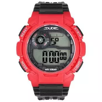 J-AXIS Мужская SDU01-RE (DUDE Sun Flame) Круглые часы черные цифровые