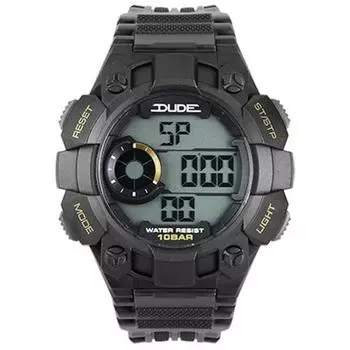 J-AXIS Мужская SDU03-BK (DUDE Sun Flame) Круглые часы черные цифровые