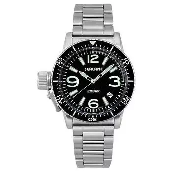 J-AXIS Мужская SE57-MBK (48 мм SEALANE Солнце Пламя) Круглые часы из серебристой нержавеющей стали, аналоговые