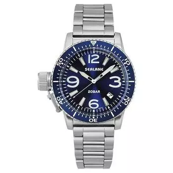 J-AXIS Мужская SE57-MBL (48 мм SEALANE Солнце Пламя) Круглые часы из серебристой нержавеющей стали, аналоговые