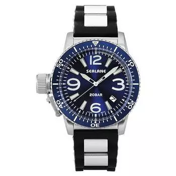 J-AXIS Мужская SE57-PBL (48 мм SEALANE Солнце Пламя) Круглые часы из серебристой нержавеющей стали, аналоговые