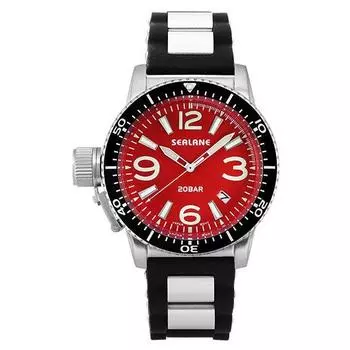 J-AXIS Мужская SE57-PRE (48 мм SEALANE Солнце Пламя) Круглые часы из серебристой нержавеющей стали, аналоговые