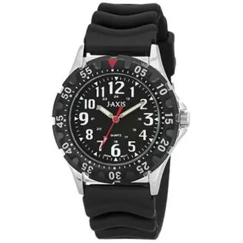 J-AXIS Мужская SSG12-BK (Аналоговые кварцевые мужские часы Sun Flame) Круглые часы, черные, аналоговые