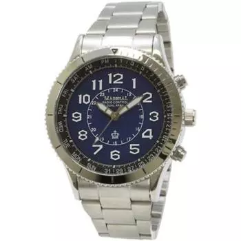 J-AXIS Мужские MR81-BL (Аналоговое Радио Sun Flame) Круглые часы серебряные аналоговые