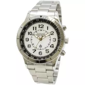 J-AXIS Мужские MR81-W (Аналоговое Радио Sun Flame) Круглые часы серебряные аналоговые