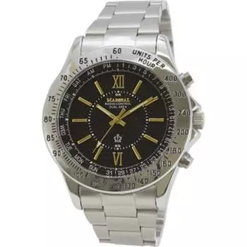 J-AXIS Мужской MR82-BK (Аналоговое Радио Sun Flame) Круглые часы серебряные аналоговые