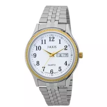 J-AXIS Мужской NAG41-T ( Повседневные часы Sun Flame) Круглые часы серебряные аналоговые