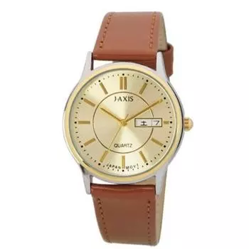 J-AXIS Мужской NAG47-T ( Повседневные часы Sun Flame) Круглые часы коричневые аналоговые