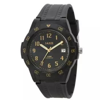 J-AXIS Мужской NAG49-BKB (Пламя Солнца) Круглые часы, черные, аналоговые