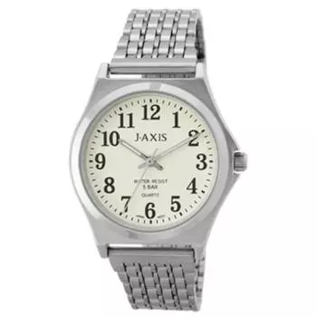 J-AXIS Мужской NAG52-S (Часы мужские кварцевые Sun Flame с легким бликом) Круглые часы из серебряного сплава, аналоговые