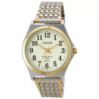 J-AXIS Мужской NAG52-T (Часы мужские кварцевые Sun Flame с легким бликом) Круглые часы из серебряного сплава, аналоговые