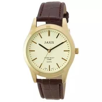 J-AXIS Мужской NAG55-G (Часы мужские кварцевые Sun Flame с легким бликом) Круглые часы из коричневого сплава, аналоговые