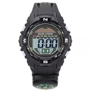 J-AXIS унисекс ACY20-BK (Цифровой компас CYBEAT Black Sun Flame) Круглые часы черные цифровые