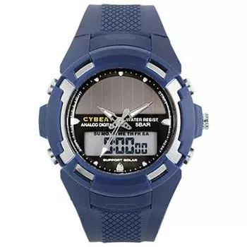 J-AXIS унисекс BCY02-BL (Аналоговые цифровые часы CYBEAT Blue Sun Flame) Круглые часы синего цвета цифровые и аналоговые